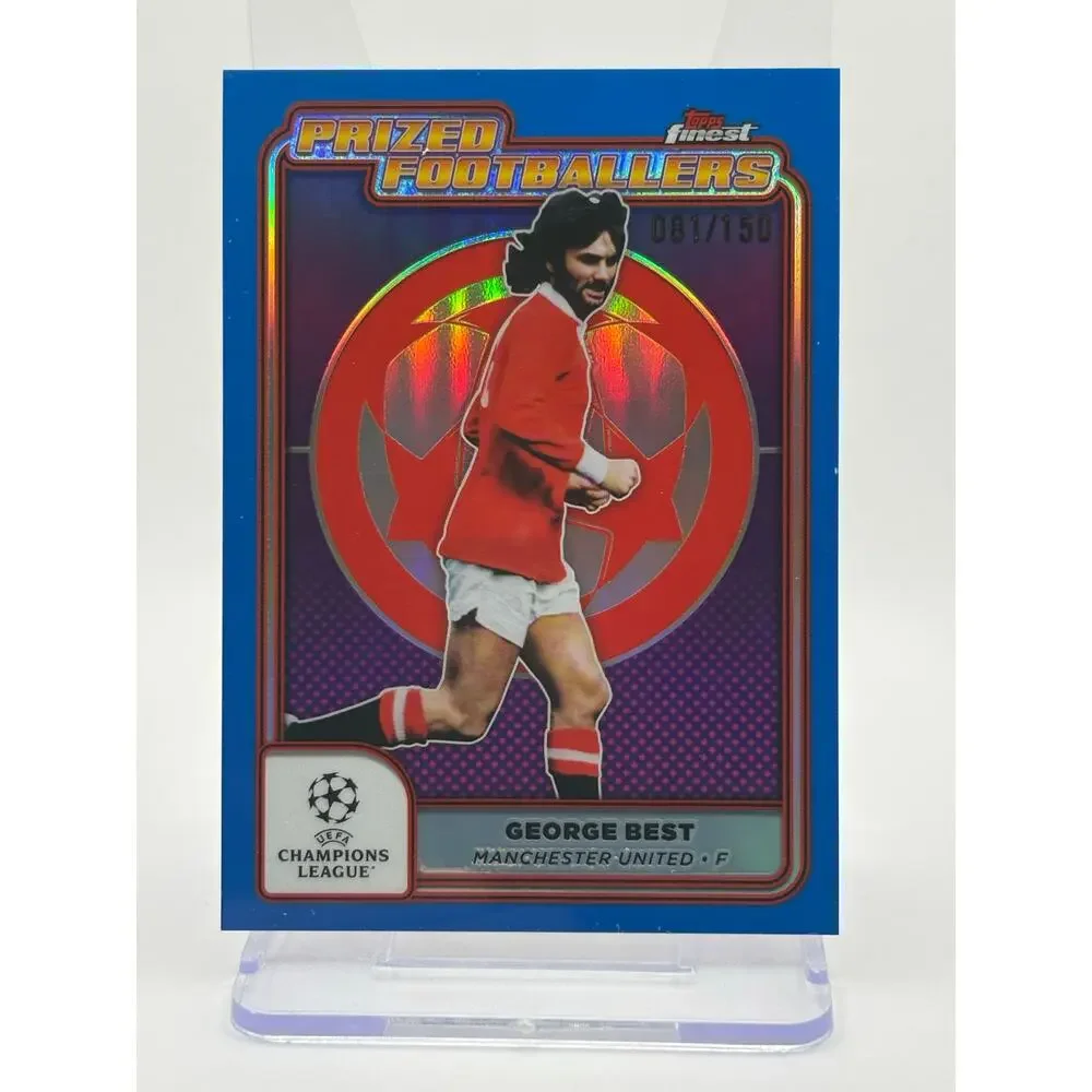 2024-25 Topps Finest UEFA George Best Prized Footballers Blue Refractor 81/150 - Picture 1 of 2